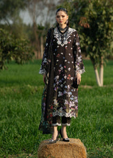 Printkari By Sardinia Unstitched 3 Piece Lawn Collection-Black Lotus